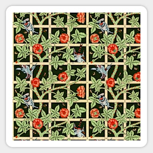 William Morris Vintage Trellis Pattern on Dark Green Sticker